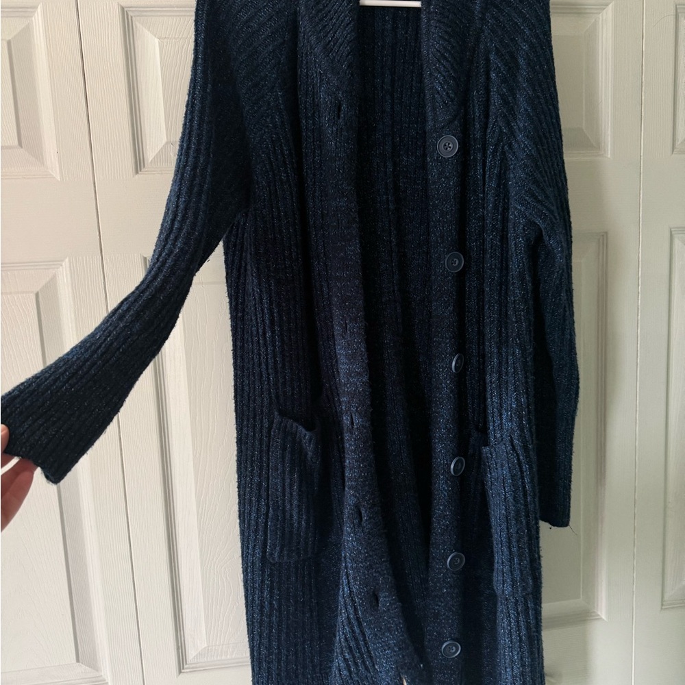 Cabi long Navy Blue Cardigan Sweater
